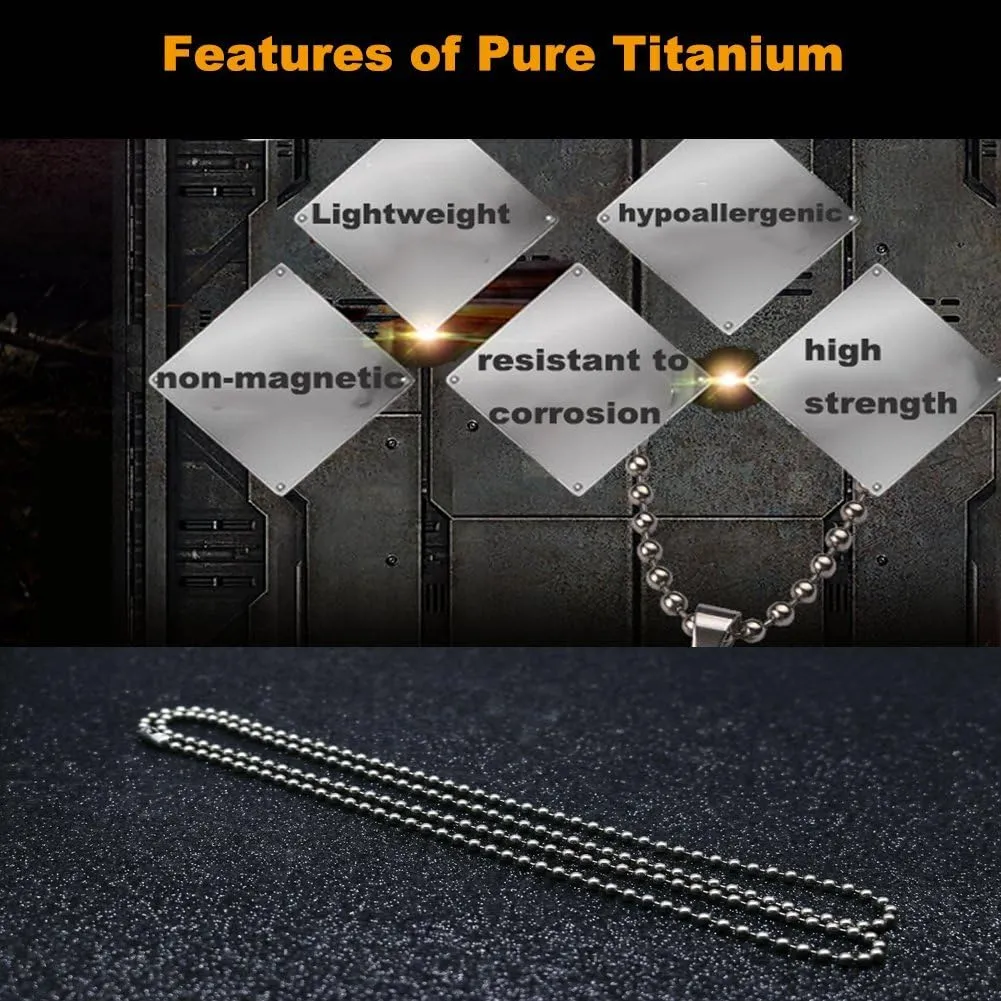 TI-EDC Pure Titanium Bead Ball Chain Necklace, Jewelry Chain Adjustable with Gift Package for Men and Women (2.4mm Bead-24in Length)