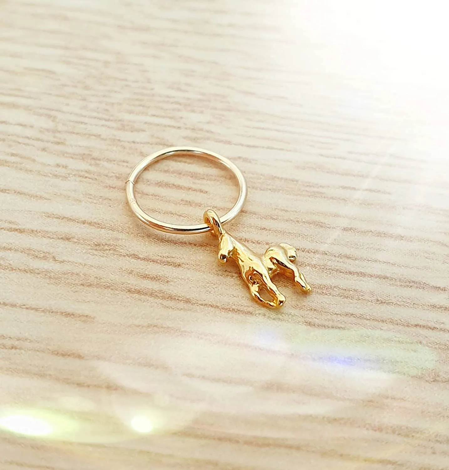 Tiny Charm Cartilage Helix Earring - Handmade 14k Gold Filled Piercing Hoop - Hypoallergenic 8mm Thin 20 gauge Cartilage Piercing Jewelry