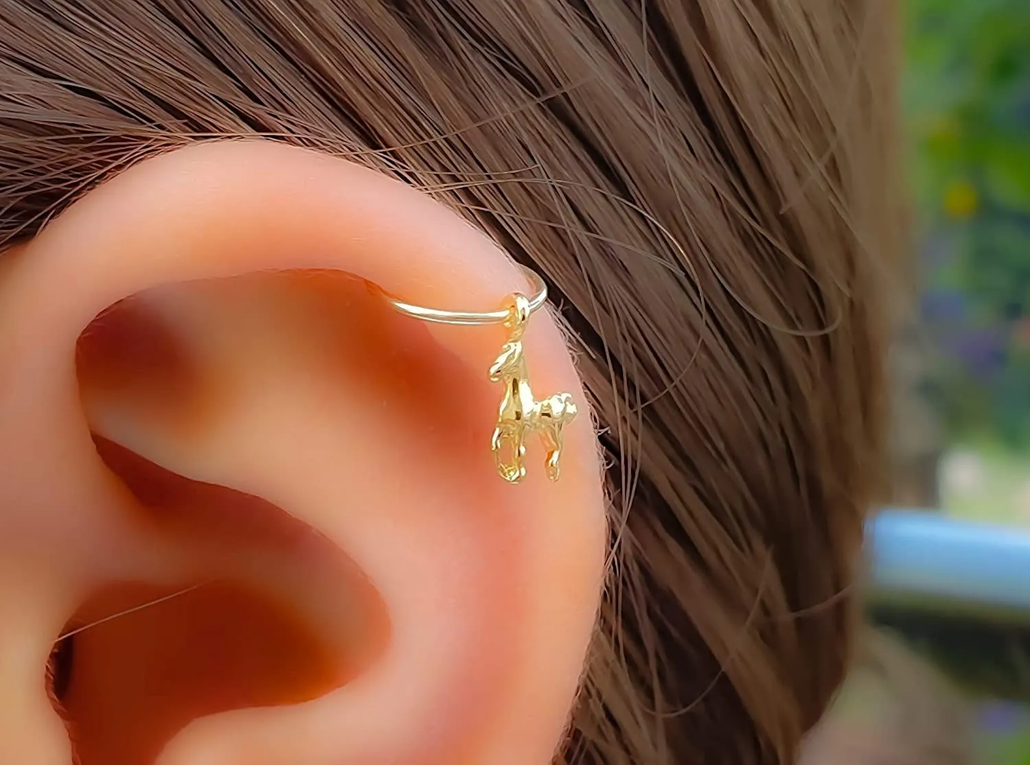 Tiny Charm Cartilage Helix Earring - Handmade 14k Gold Filled Piercing Hoop - Hypoallergenic 8mm Thin 20 gauge Cartilage Piercing Jewelry