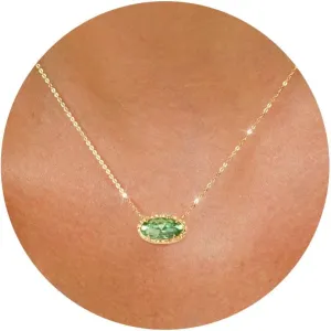 TLY Gold Necklace for Women 14k Gold Plated Non Tarnish Dainty Gemstone Crystal Oval Pendant Necklace Rose Quartz Druzy Stone Choker Necklace Birthday Wedding Everday Jewelry Gifts for Mom
