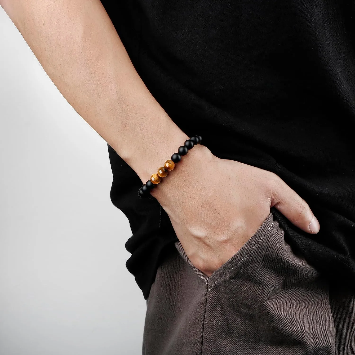 To Mens Gifts Bracelet for Dad Son My Man Boyfriend Husband Brother Grandson Grandpa Bonus Dad Nephew Uncle Birthday Father's Day Anniversary Graduation Christmas Gifts for Him Tiger Eye Mens Bracelet