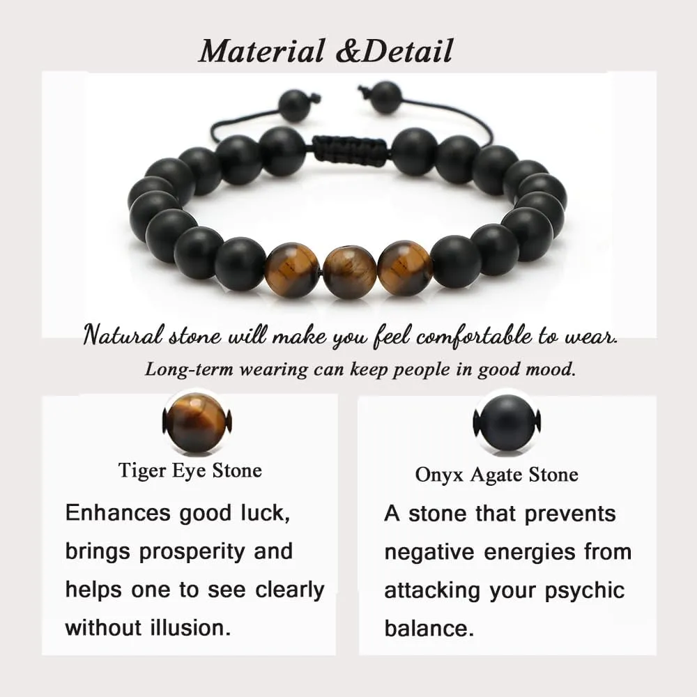 To Mens Gifts Bracelet for Dad Son My Man Boyfriend Husband Brother Grandson Grandpa Bonus Dad Nephew Uncle Birthday Father's Day Anniversary Graduation Christmas Gifts for Him Tiger Eye Mens Bracelet