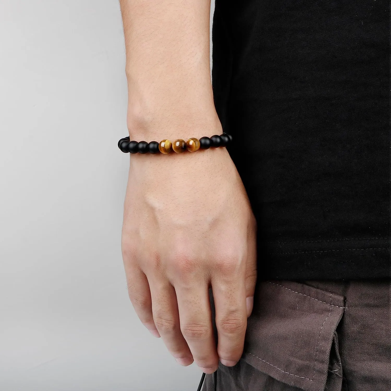To Mens Gifts Bracelet for Dad Son My Man Boyfriend Husband Brother Grandson Grandpa Bonus Dad Nephew Uncle Birthday Father's Day Anniversary Graduation Christmas Gifts for Him Tiger Eye Mens Bracelet