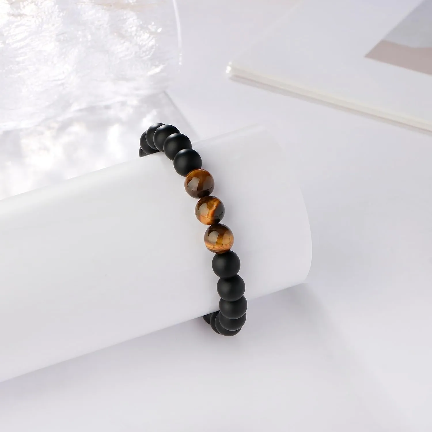 To Mens Gifts Bracelet for Dad Son My Man Boyfriend Husband Brother Grandson Grandpa Bonus Dad Nephew Uncle Birthday Father's Day Anniversary Graduation Christmas Gifts for Him Tiger Eye Mens Bracelet