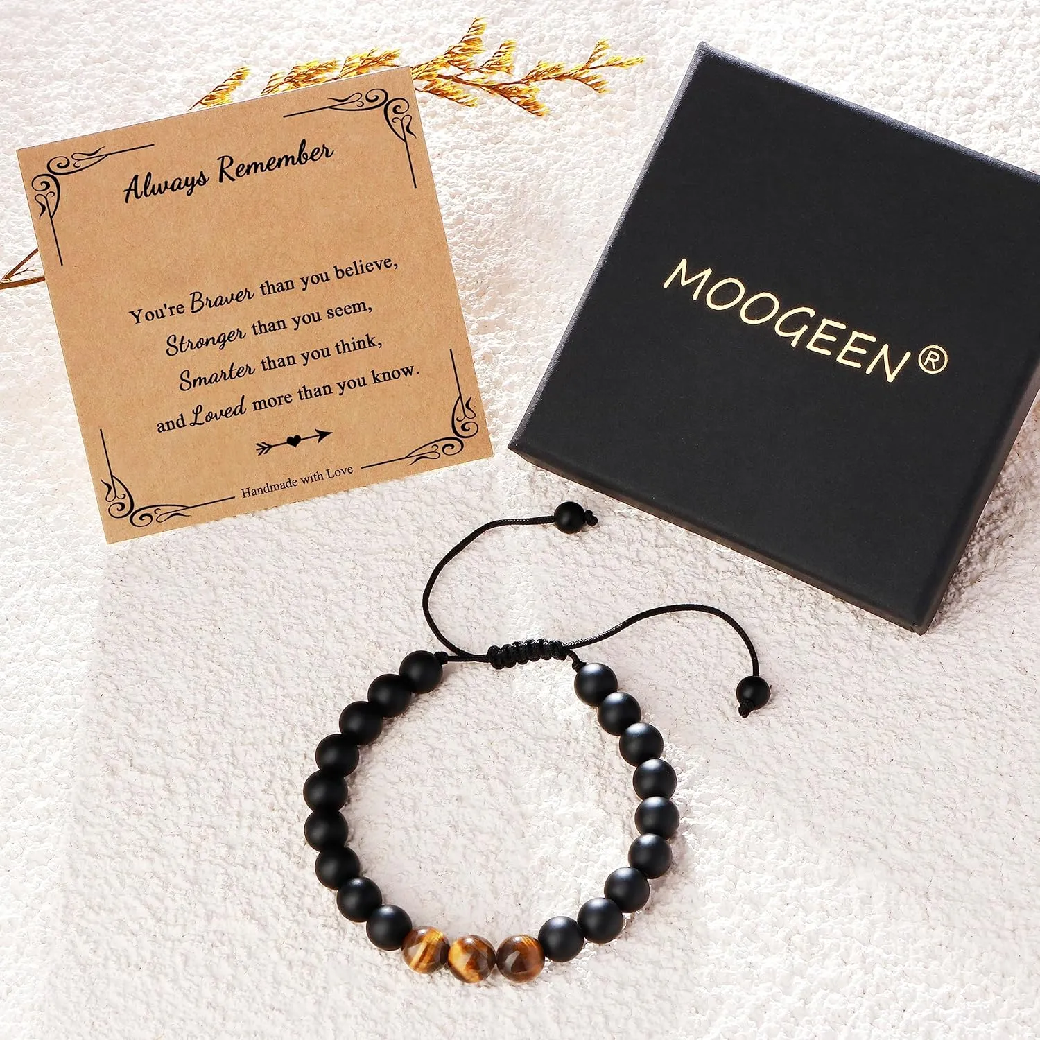 To Mens Gifts Bracelet for Dad Son My Man Boyfriend Husband Brother Grandson Grandpa Bonus Dad Nephew Uncle Birthday Father's Day Anniversary Graduation Christmas Gifts for Him Tiger Eye Mens Bracelet