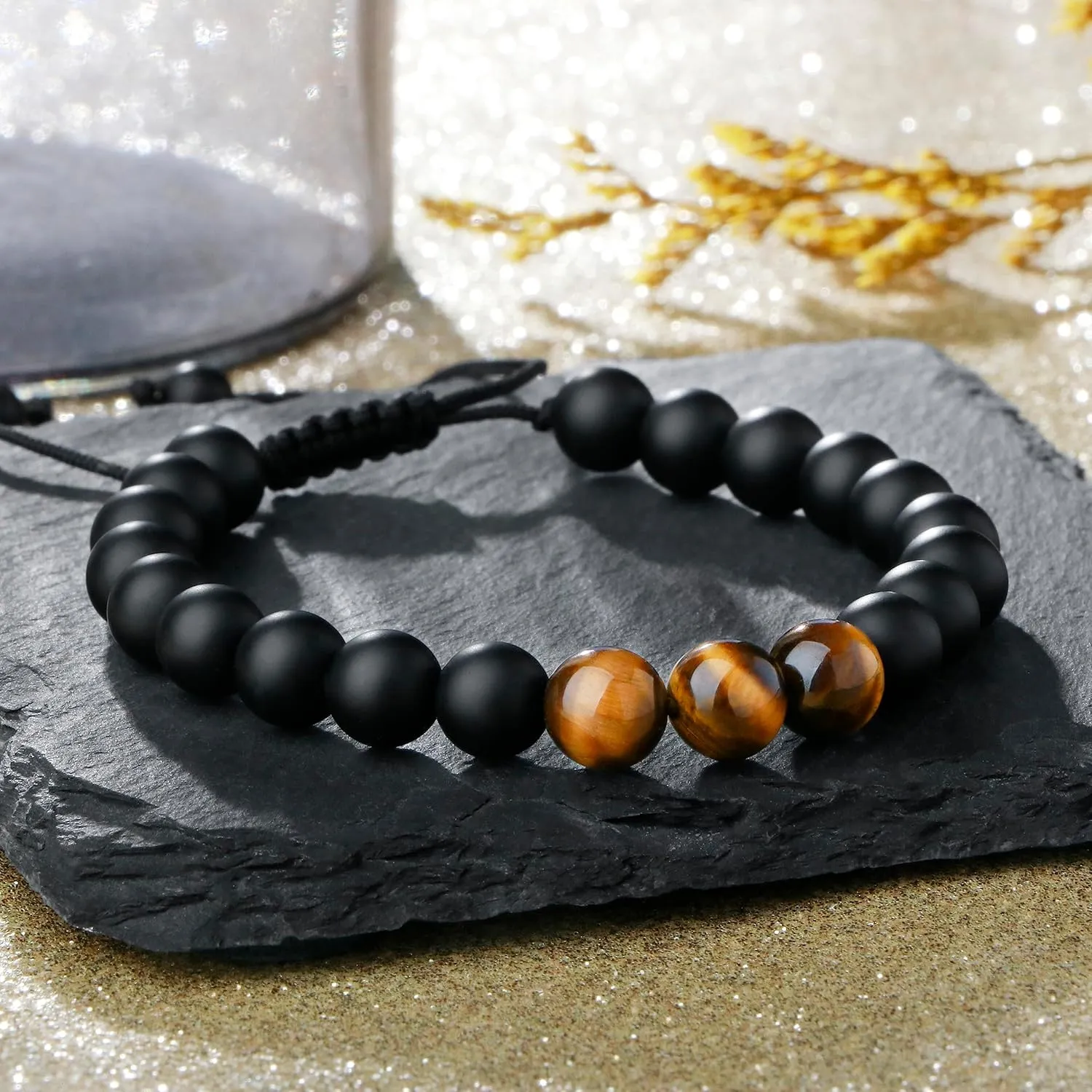 To Mens Gifts Bracelet for Dad Son My Man Boyfriend Husband Brother Grandson Grandpa Bonus Dad Nephew Uncle Birthday Father's Day Anniversary Graduation Christmas Gifts for Him Tiger Eye Mens Bracelet