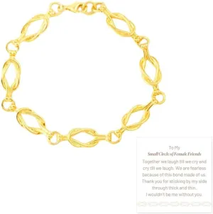 To My Small Circle of Female Friends Linking Square Knot Bracelet, 18K Gold Plated Square Knot Friendship Bracelet, Square Knot Bestie Bracelets for Best Friends