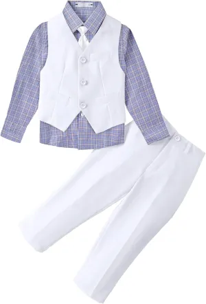 Toddler Suit for Boys Tuxedo Suit Vest and Pants Set Gentleman Outfits Infant Baby Boys Clothes Sets