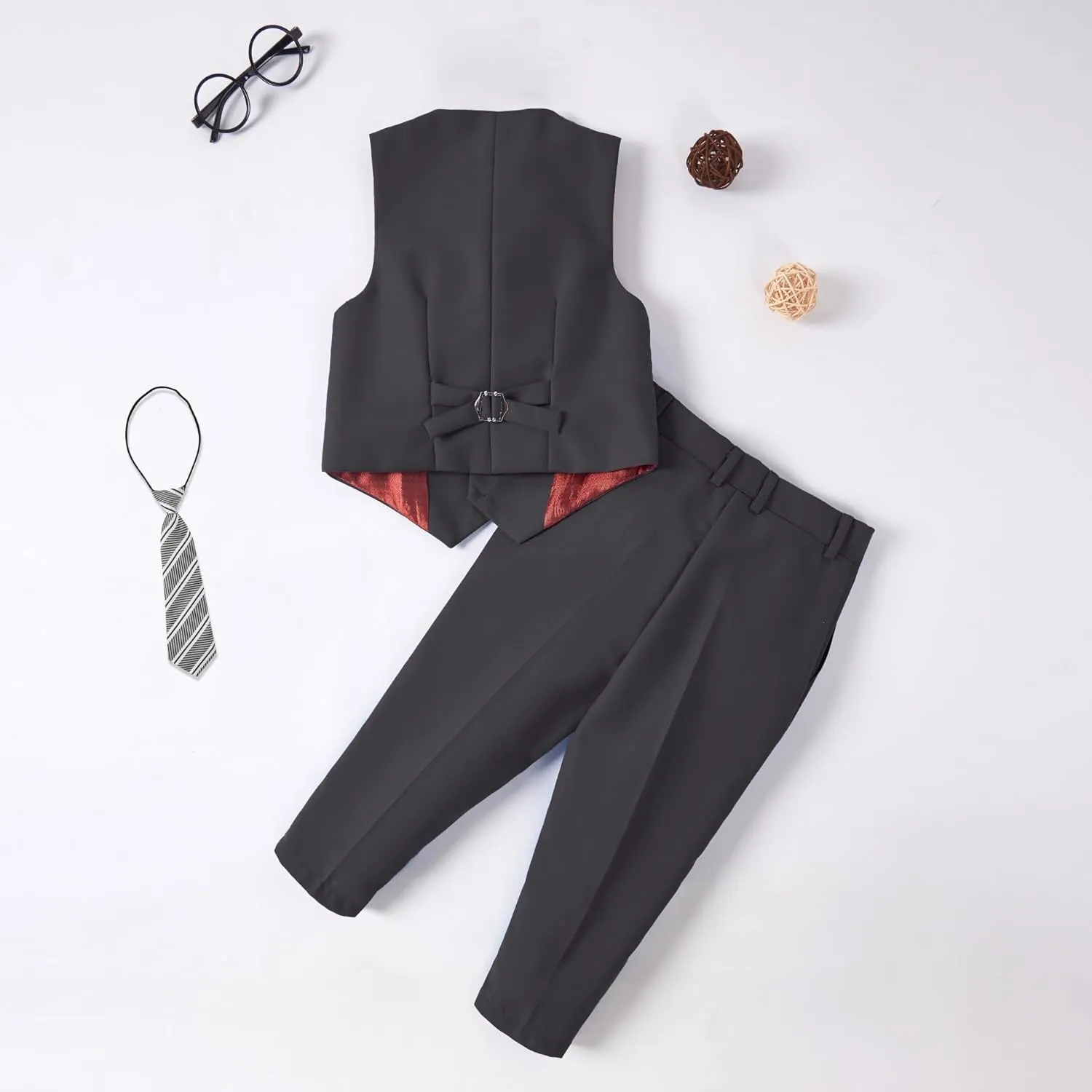 Toddler Suit for Boys Tuxedo Suit Vest and Pants Set Gentleman Outfits Infant Baby Boys Clothes Sets