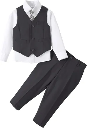 Toddler Suit for Boys Tuxedo Suit Vest and Pants Set Gentleman Outfits Infant Baby Boys Clothes Sets