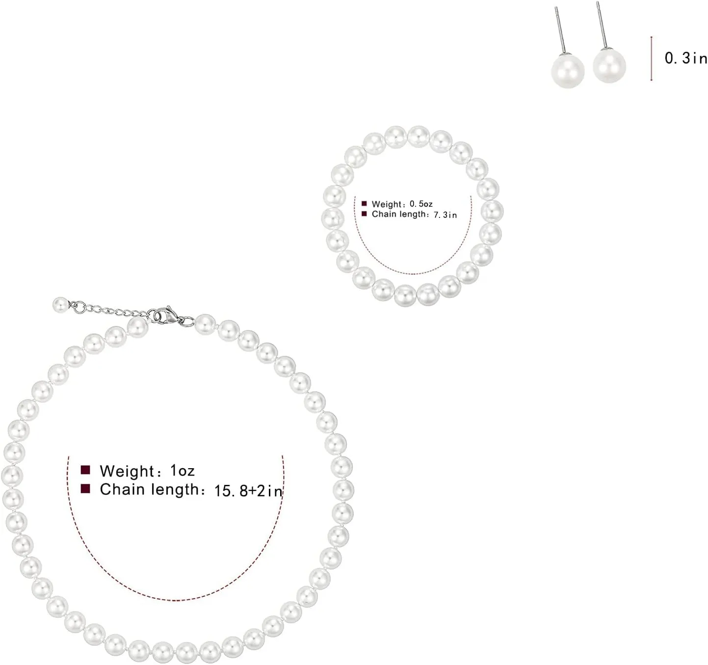 Todenb Bridal Jewelry Set for Wedding,Bride Crystal Pearl Necklace Earrings Set Fashion Pearl Necklace Bracelet Earrings Set Prom Costume Jewelry Set for Brides Bridesmaid