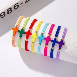 Todu 8Pcs Colorful Cross Bracelet Cross Woven Rope Layering Bracelet For Women Man Friendship Boho Summer Beach Jewelry Gift