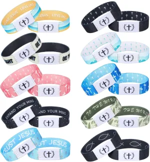 Tondiamo 10 Pcs Wearable Bible Bracelet Daily Bible Verse Bracelet with NFC Inspirational Verse Jewelry Spiritual Energy Quotes Christian Gifts for Women Men Comes with Favors Box Ribbon Bow