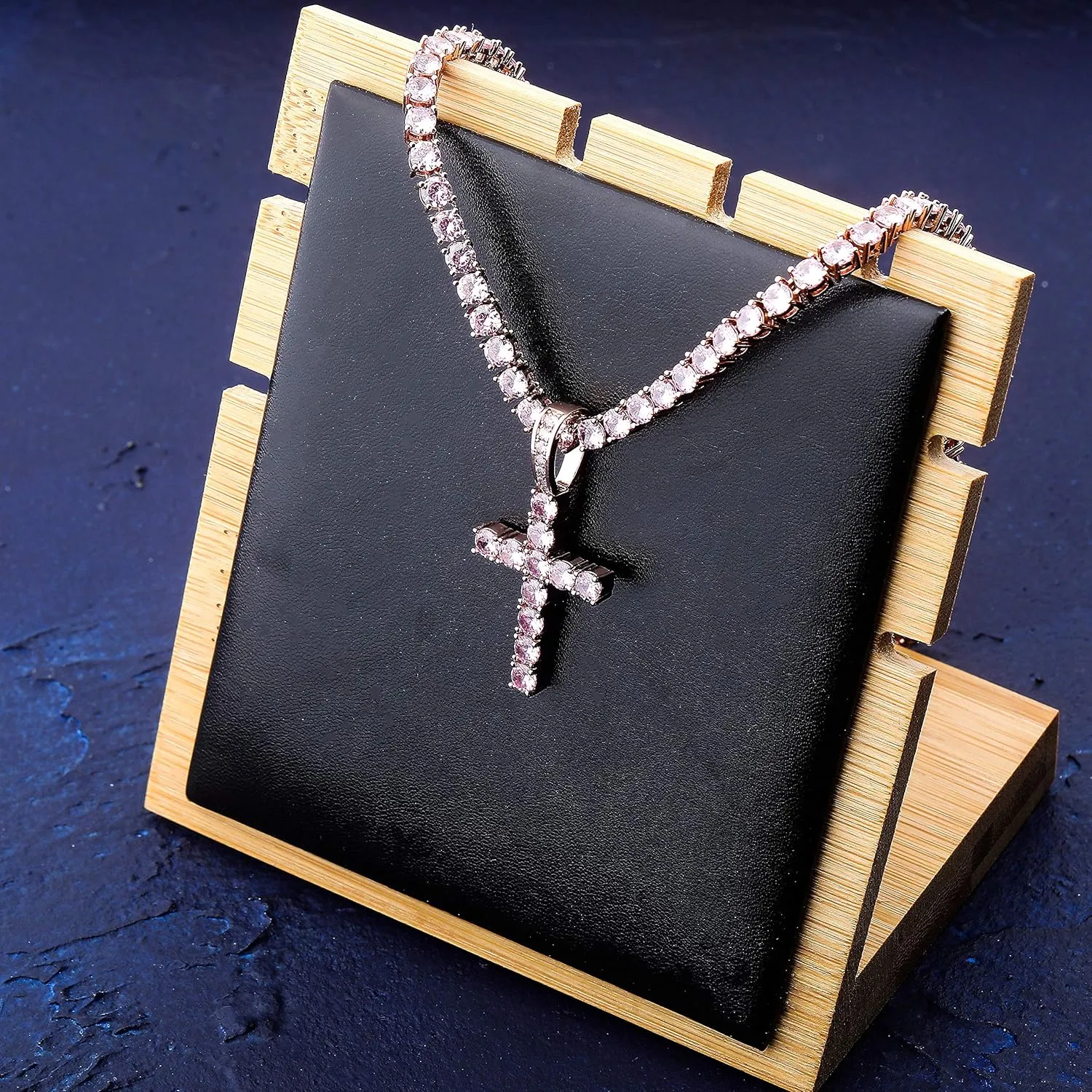 TOPGRILLZ Cross Necklace for Men Gold Necklace for Women Gold Heart Cross Jewelry 14K Silver Plated Solid Iced Cubic Zirconia Stainless Steel Pendant Chain