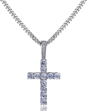 TOPGRILLZ Cross Necklace for Men Gold Necklace for Women Gold Heart Cross Jewelry 14K Silver Plated Solid Iced Cubic Zirconia Stainless Steel Pendant Chain