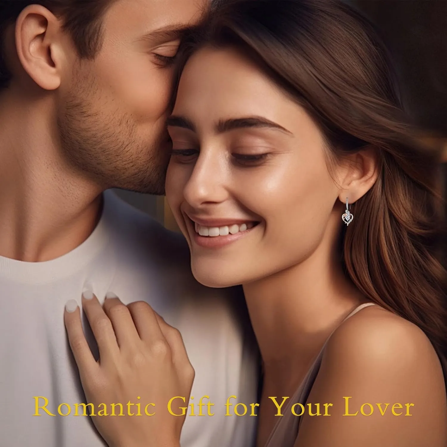 TOUPOP Rose Heart Birthstone Earrings for Women 925 Sterling Silver Butterfly Heart Earrings Love Jewelry Anniversary Birthday Mothers Day Gifts for Her Mom