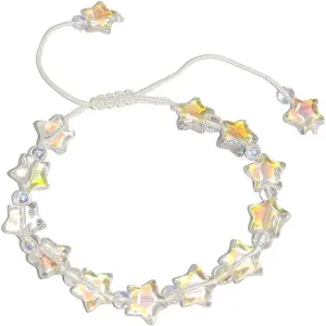 Transparent Star Beads Bracelet White Adjustable Braided Bracelet Friendship Y2K Blessing Lucky Jewelry Sisters