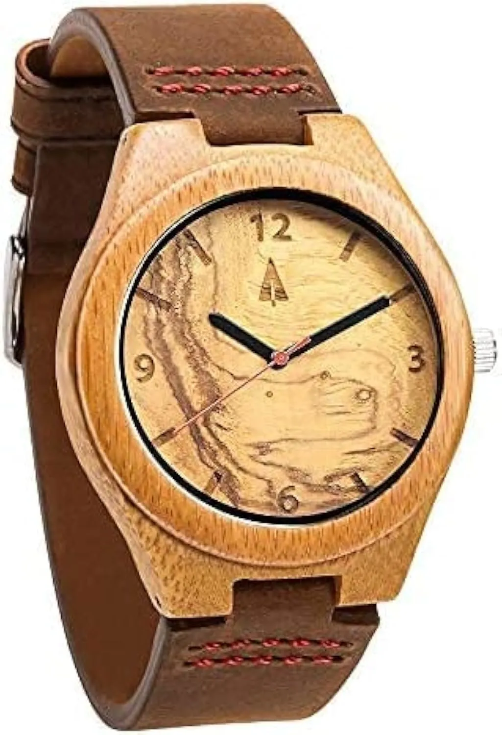 Treehut Wooden Watches for Men,Bamboo Watch with Genuine Brown Leather Strap, Japanese Quartz Movement, Watch Made from Wood, Relojes para Hombre.