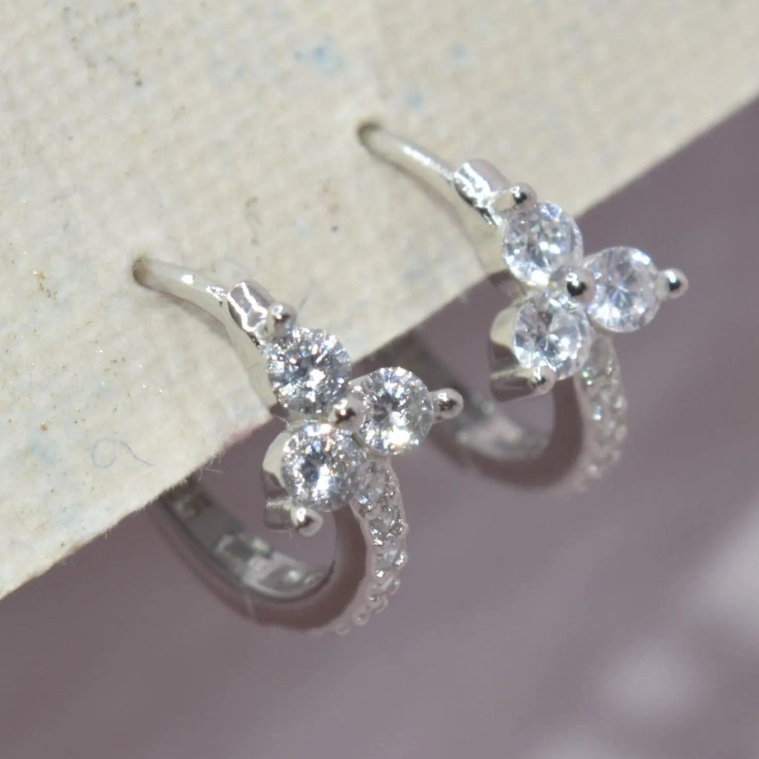 Trinity of Stones Hoop Earrings