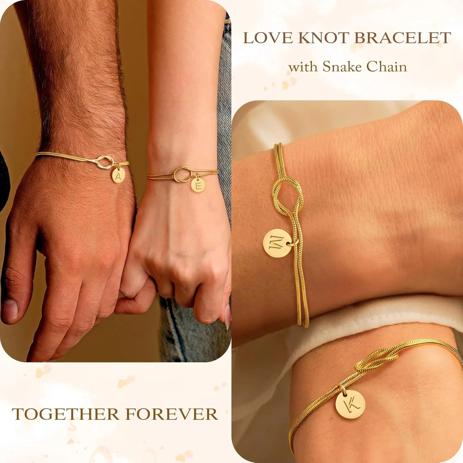 Turandoss Gold Initial Bracelets for Women Jewelry Gifts - 14K Gold Plated Love Knot Letter A-Z Initial Bracelet Dainty Forever Infinity Bracelet Jewelry Gifts for Women Lover Bridesmaids Friends
