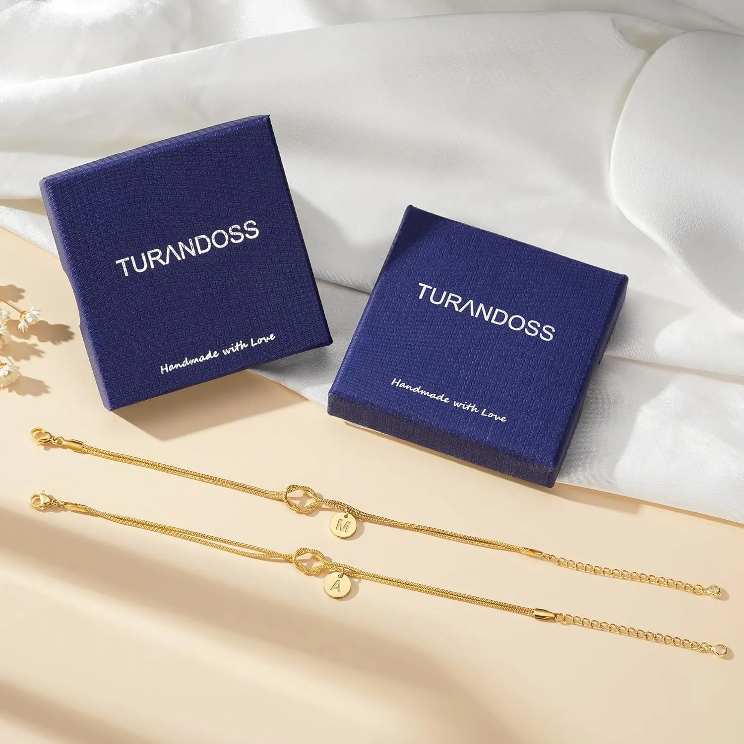 Turandoss Gold Initial Bracelets for Women Jewelry Gifts - 14K Gold Plated Love Knot Letter A-Z Initial Bracelet Dainty Forever Infinity Bracelet Jewelry Gifts for Women Lover Bridesmaids Friends