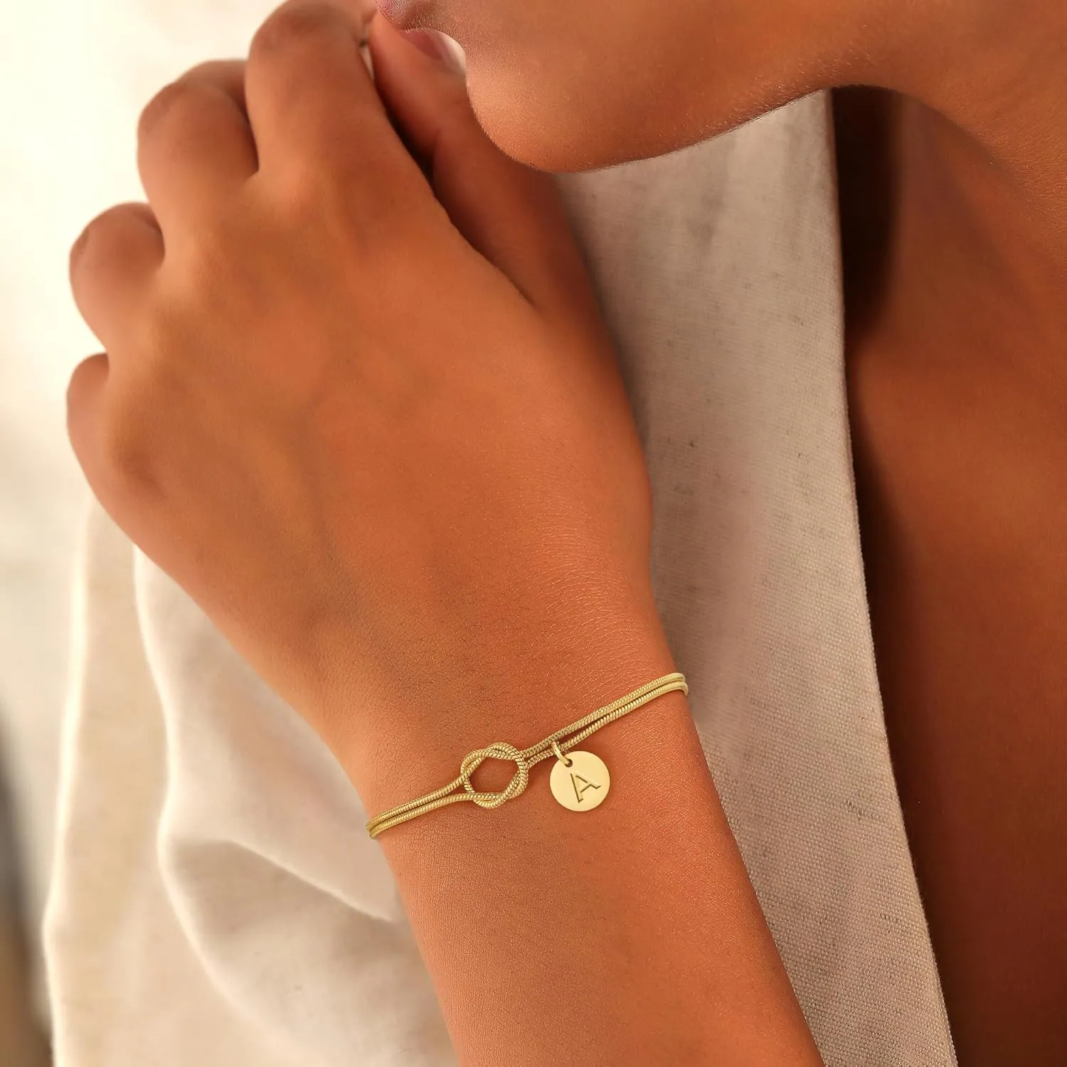 Turandoss Gold Initial Bracelets for Women Jewelry Gifts - 14K Gold Plated Love Knot Letter A-Z Initial Bracelet Dainty Forever Infinity Bracelet Jewelry Gifts for Women Lover Bridesmaids Friends