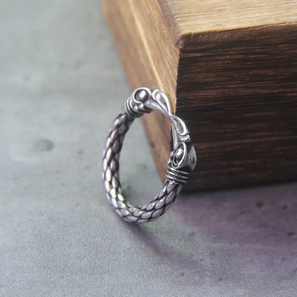 Two Entwined Ravens Viking Ring