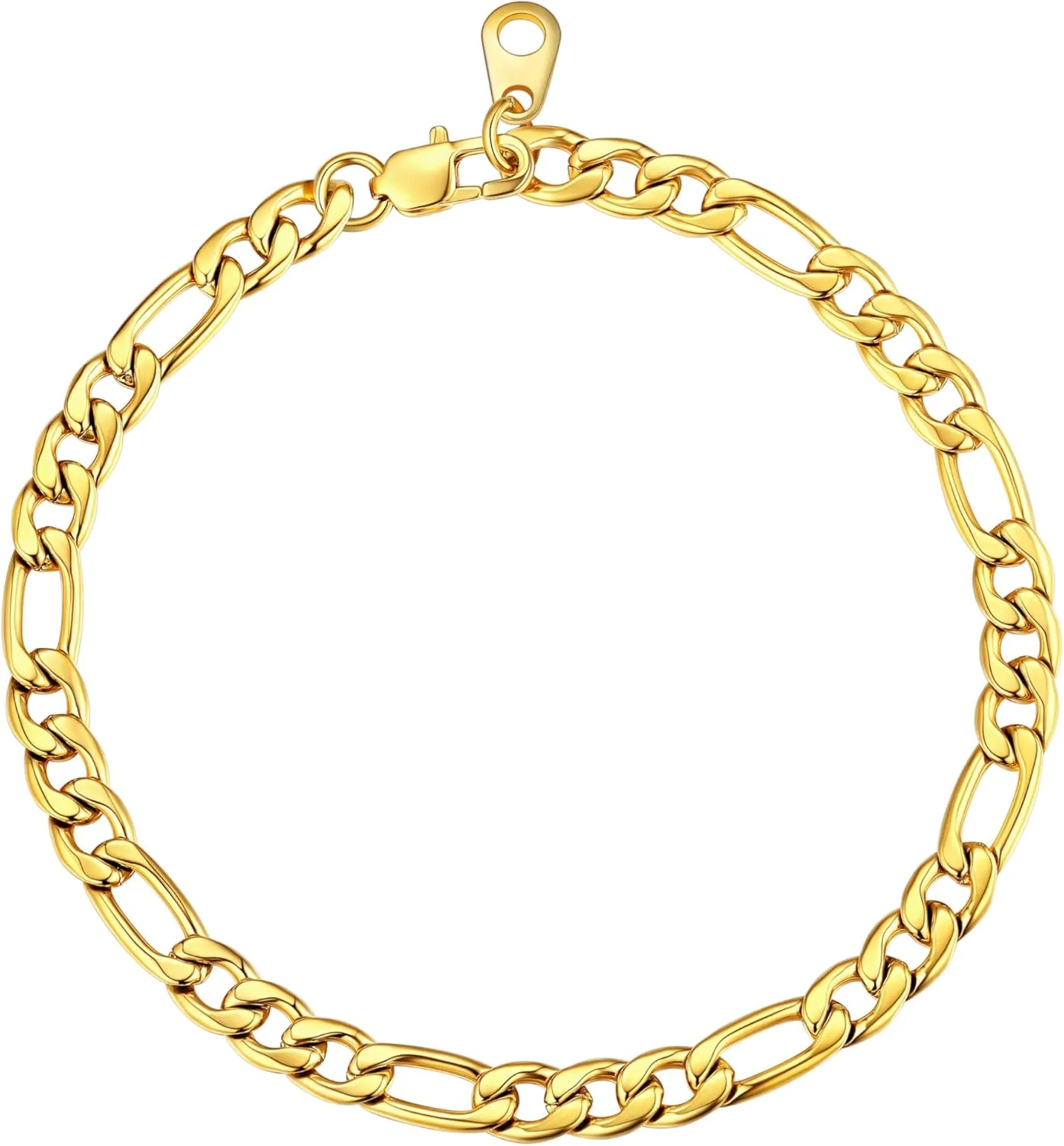 U7 Figaro Bracelet, Stainless Steel Figaro Chain Bracelet, Rope Chain Bracelet Stainless Steel 18K Gold Plated Wrist Chain for Men Women