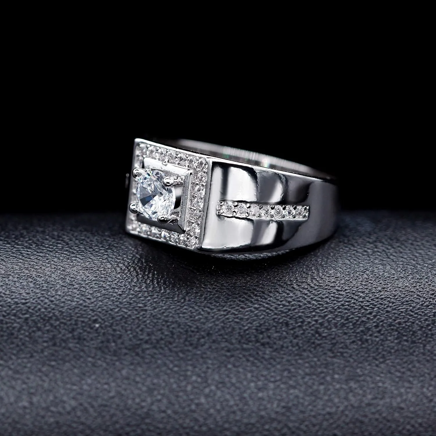 Uloveido 8mm Gold-Plated Men's Wedding Band Ring Comfit Fit  Unique Square Design with Sparkling Round CZ Stone, Ideal for Engagement Anniversary or Special Occasions