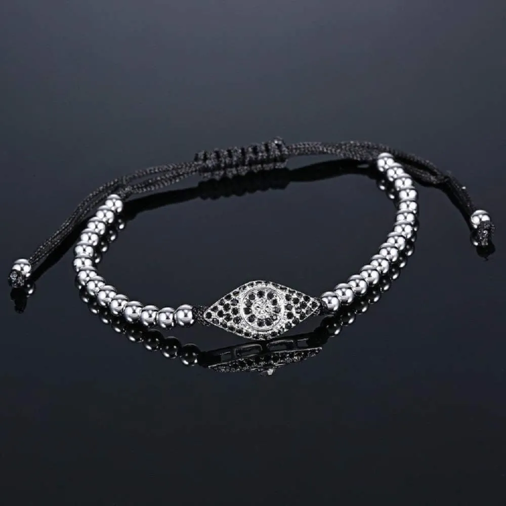Uloveido Brass Ball Skull Bracelets Black Rope Adjustable Handmade Knot Bracelet Father's Gifts Day YB003