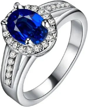 Uloveido Red CZ Crystal Halo Statement Rings Women Fashion Silver Plated Jewelry PJ139
