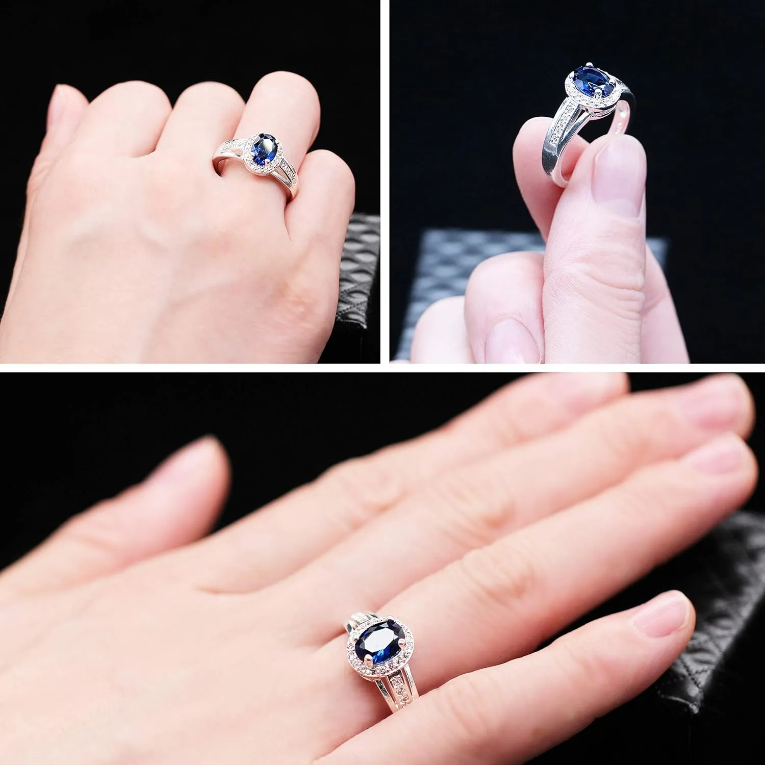 Uloveido Red CZ Crystal Halo Statement Rings Women Fashion Silver Plated Jewelry PJ139