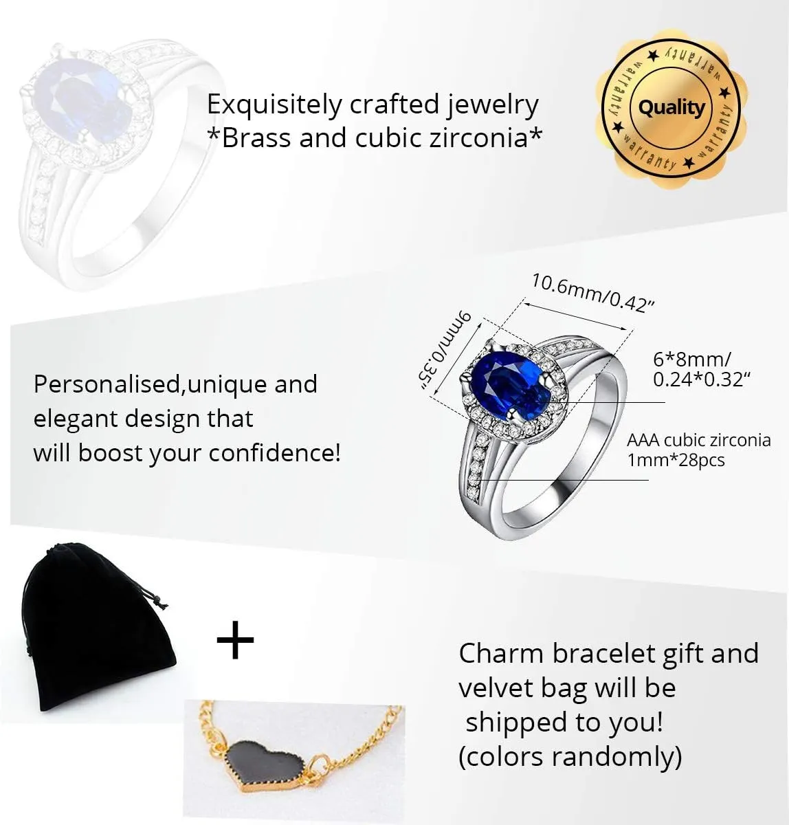 Uloveido Red CZ Crystal Halo Statement Rings Women Fashion Silver Plated Jewelry PJ139