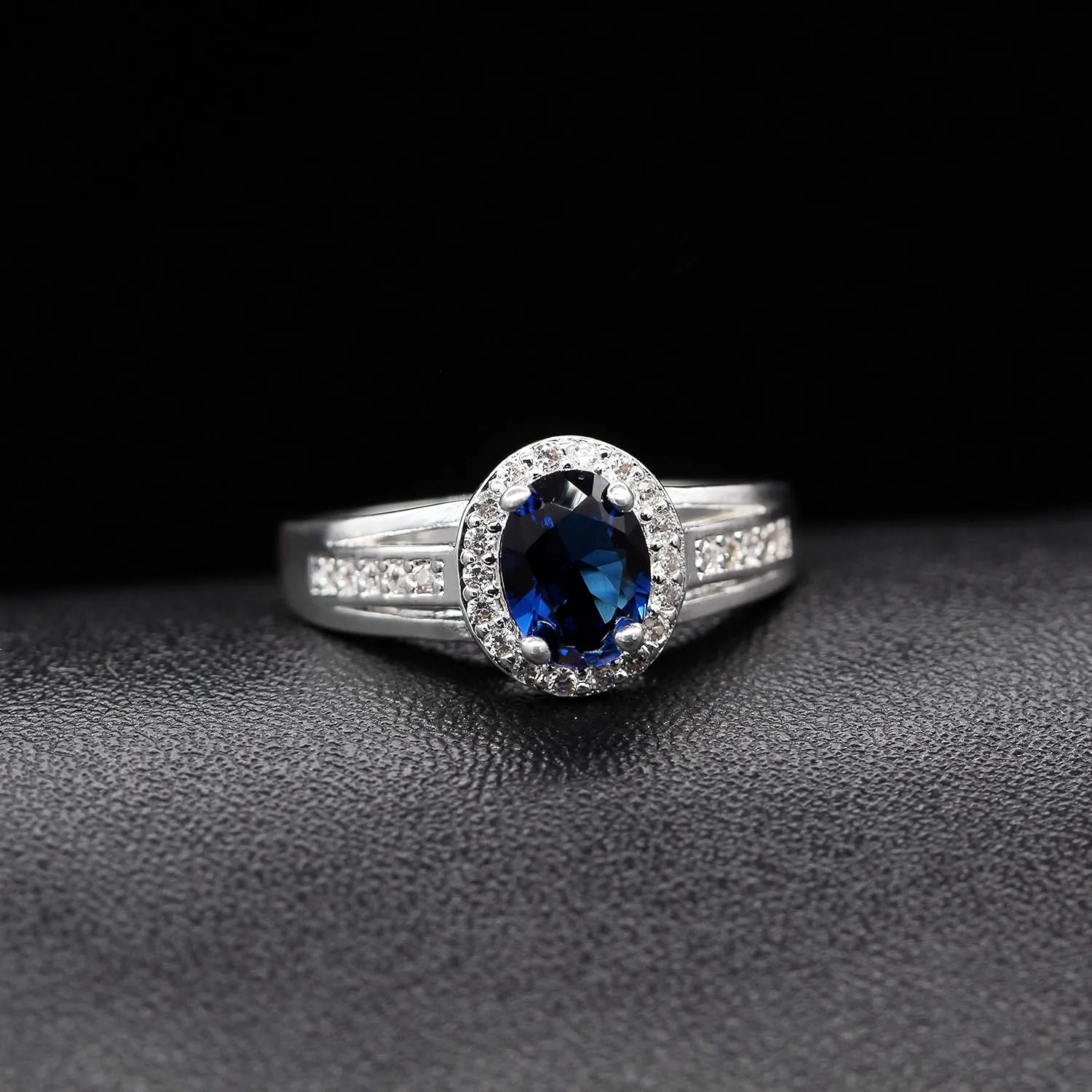 Uloveido Red CZ Crystal Halo Statement Rings Women Fashion Silver Plated Jewelry PJ139