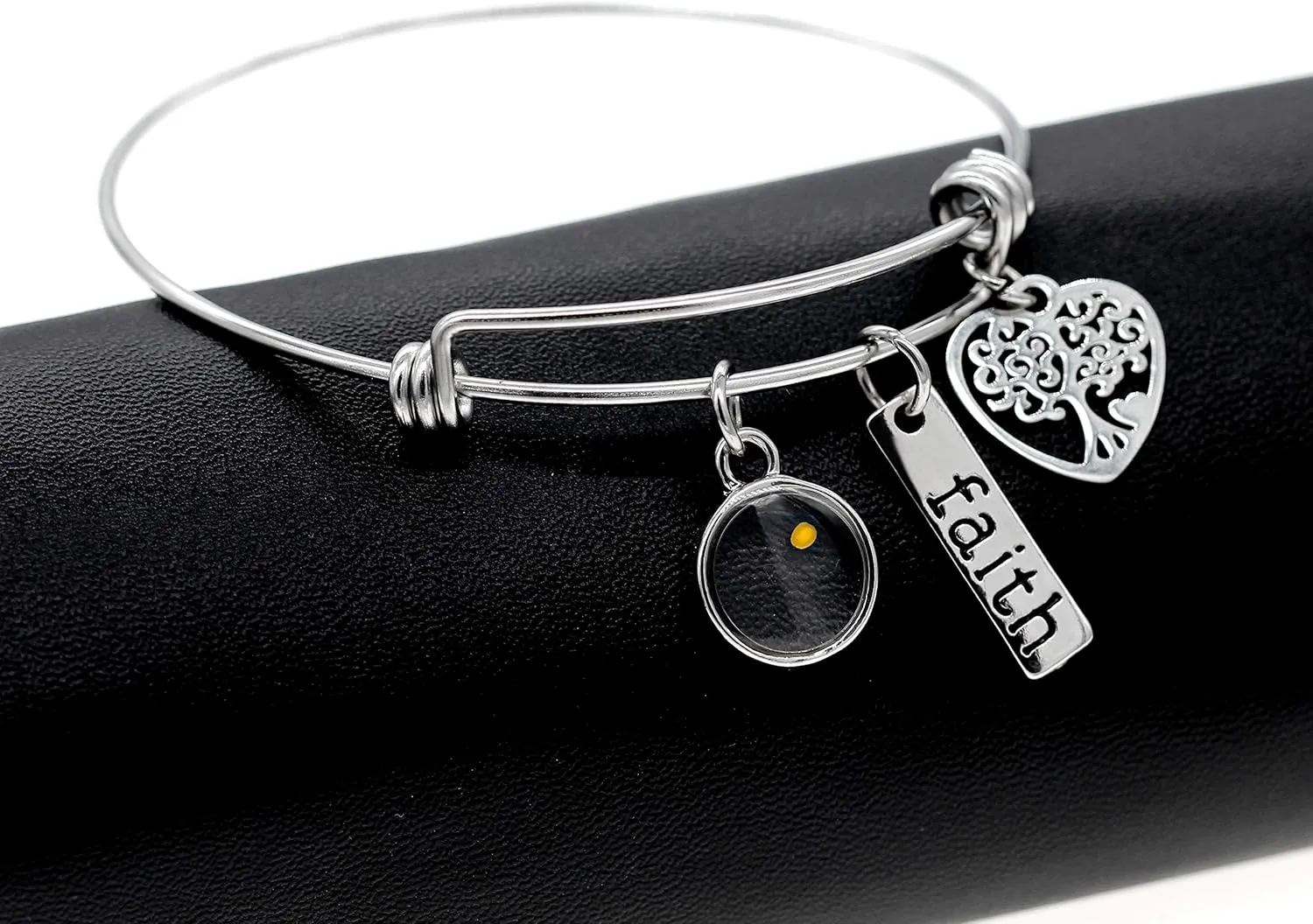 Uloveido Stainless Steel Tree of Life Bangle Mustard Seed Pendant Faith Cuff Bracelet Gifts for Women Teen-Girls Y639