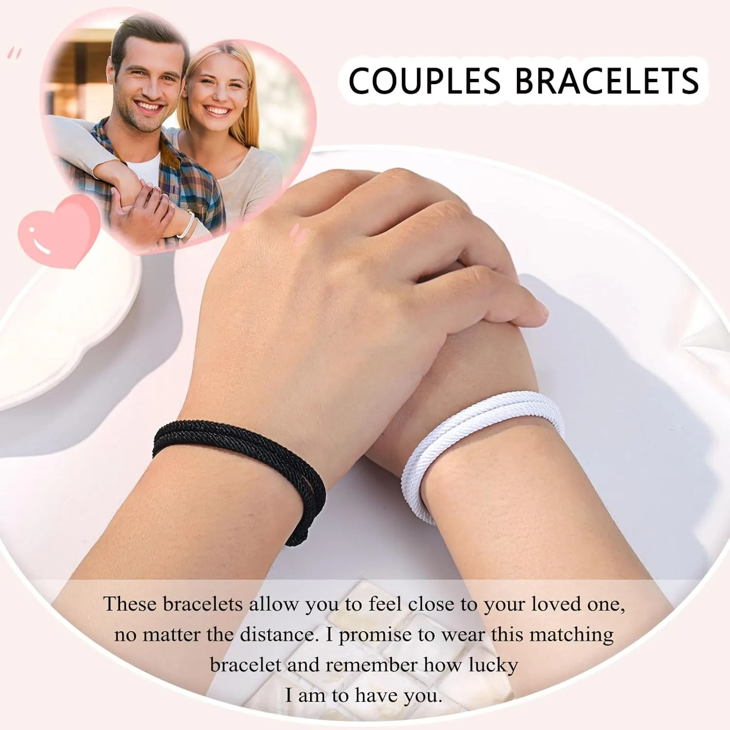 UNGENT THEM Adjustable Rope Couples Bracelets for Men, Boyfriend, Girlfriend, Soulmate, Husband, Wife - Anniversary Valentines Birthday Gifts for Him and Her