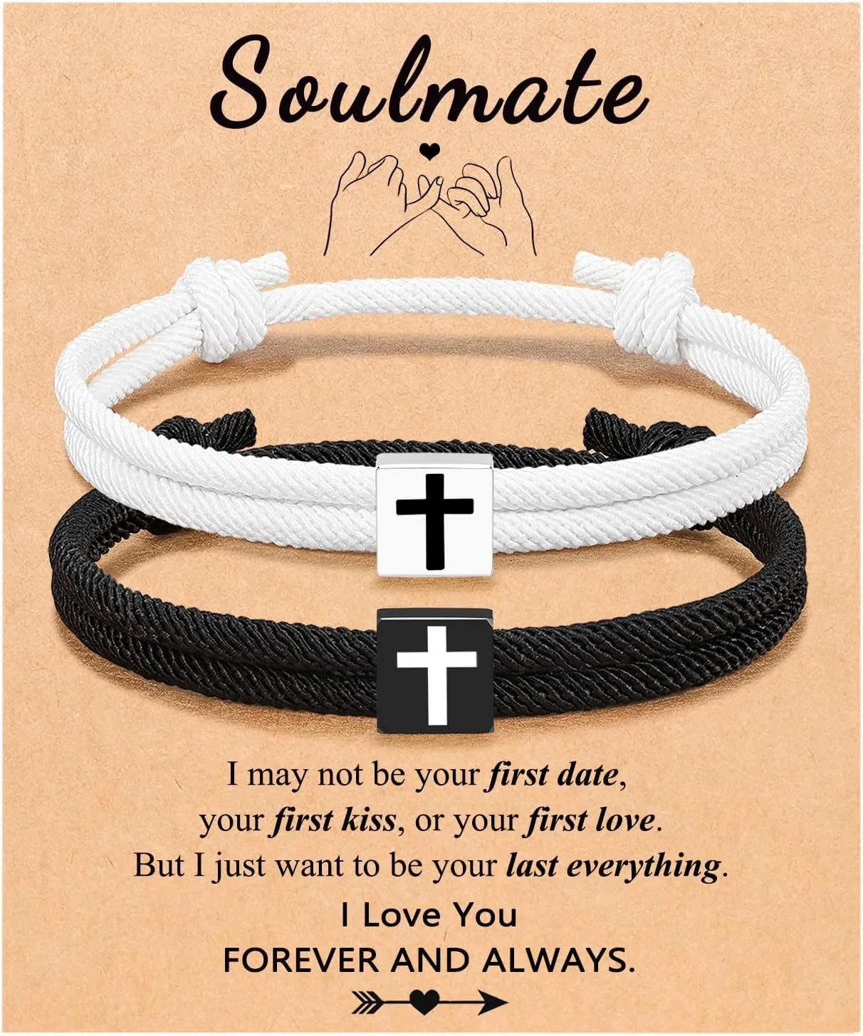 UNGENT THEM Cross Braided Rope Bracelets for Couples, Christmas Valentines Graduation Easter Christian Baptism Gifts