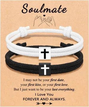 UNGENT THEM Cross Braided Rope Bracelets for Couples, Christmas Valentines Graduation Easter Christian Baptism Gifts