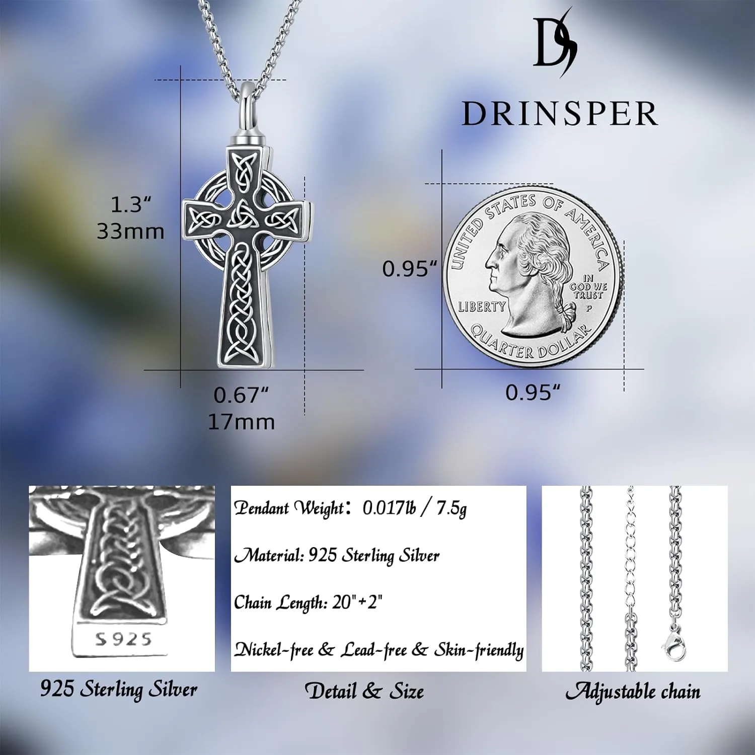 Urn Necklace for Ashes Hummingbird/Tree of Life/Cross Cremation Jewelry keepsakes 925 Sterling Silver Memorial Pendant for Women Men