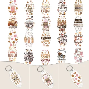 UV DTF Wrap Stickers - 80 Sheets for Coffee, Motel Keychain, Milk Tea, Cake, Drink - Waterproof Transfer Wraps for Hotel Keychain