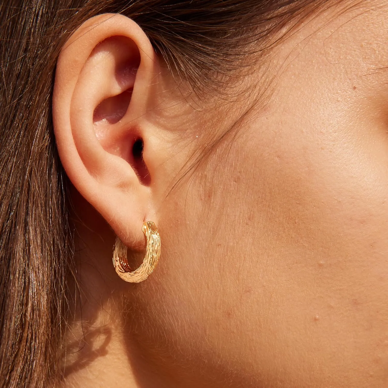 VALLOEY ROVER Gold Hoop Earrings for Women 14K Gold Plated Open Hoops Moon CZ Pearl Bar Earring with 925 Sterling Silver Post Small Simple Handmade Hypoallergenic Everyday Jewelry Gift for Women