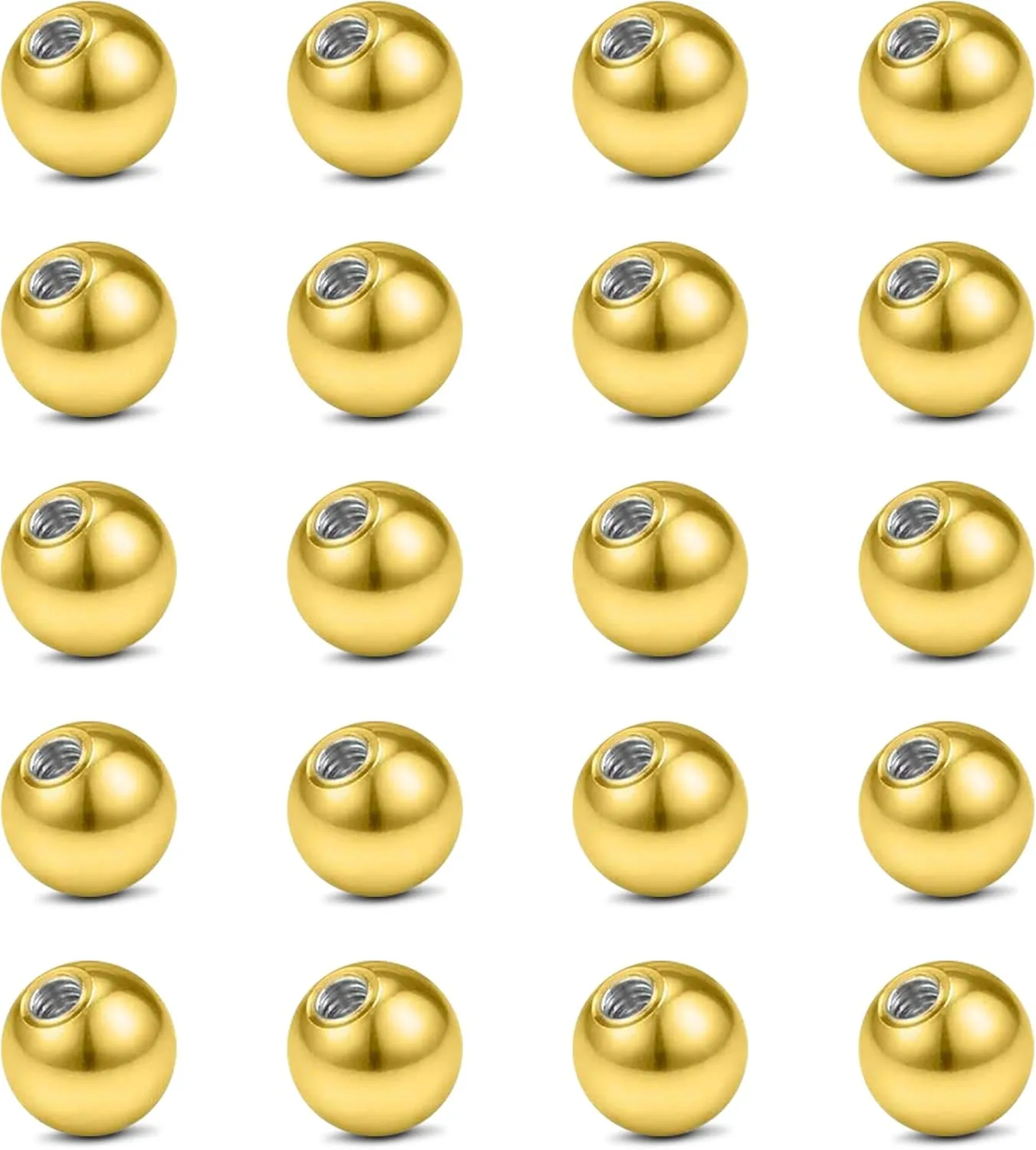 vcmart 16G 3mm Replacement Balls & 14G 5mm Piercing Balls Externally Threaded Nipple Industrial Tongue Belly Nose Lip Ear Piercing Barbell Parts