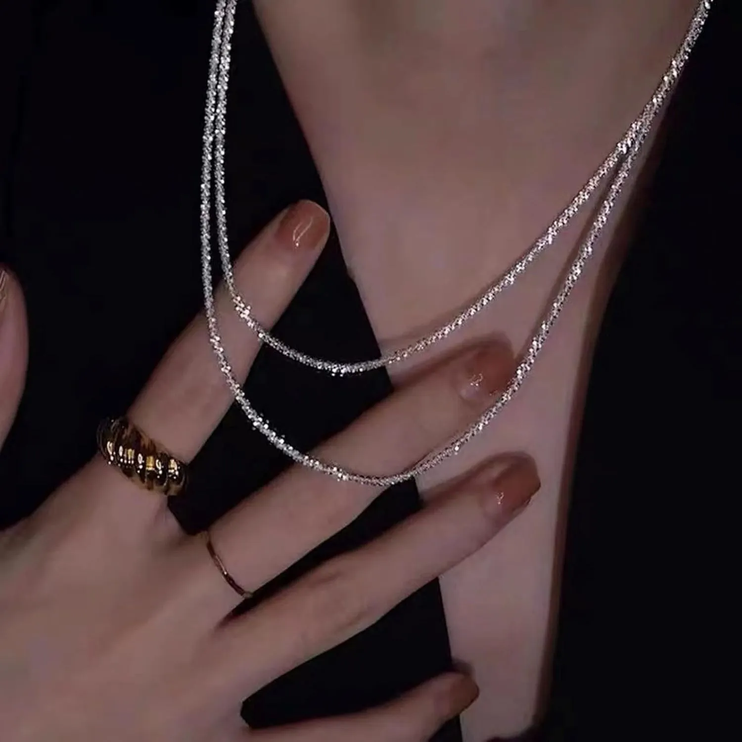 Verona Jewelers Sterling Silver Diamond Cut 2MM Sparkle Chain Necklace Criss cross Necklace- Shiny Necklace Sparkling Chain Sterling Silver Necklace