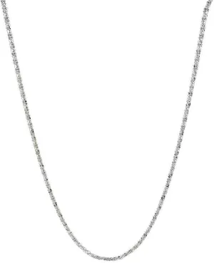 Verona Jewelers Sterling Silver Diamond Cut 2MM Sparkle Chain Necklace Criss cross Necklace- Shiny Necklace Sparkling Chain Sterling Silver Necklace
