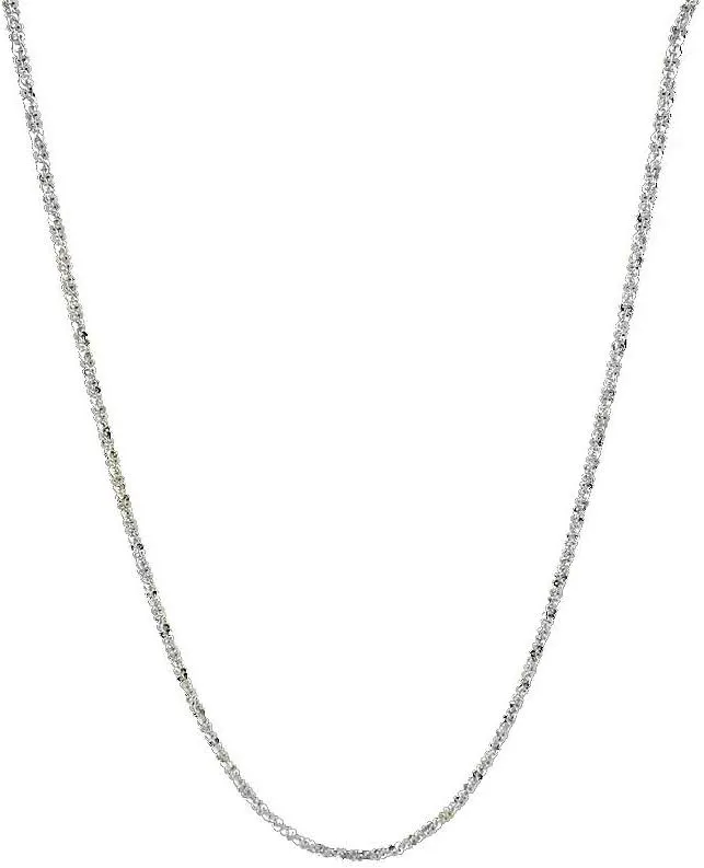 Verona Jewelers Sterling Silver Diamond Cut 2MM Sparkle Chain Necklace Criss cross Necklace- Shiny Necklace Sparkling Chain Sterling Silver Necklace