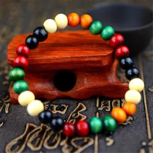 VIGANI 1 Pc Prayer Wood Bead Buddha Bracelet Adjustable Rosary Bracelets Men Women Yoga Jewelry-red (Color : Red) (Color : Multicolore)