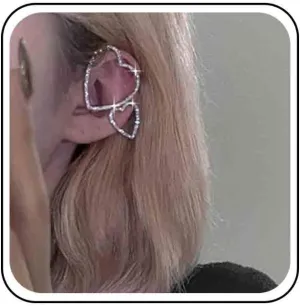 Vintage Crystal Heart Ear Cuff Earrings Rhinestone Love Heart Cartilage Earrings Gold Cz Heart Ear Wrap Earrings Sparkly Heart Clip On Cuff Earrings Jewelry for Women (Gold)