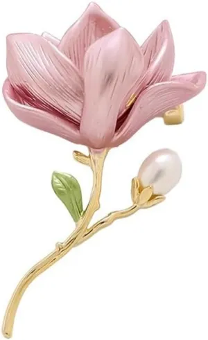 Vintage Floral Brooch Pin for Women Sparkling Rhinestone & Crystal Pearl Boutonniere Jewelry Handcrafted Dress Brooches Pins for Suit, Dress, Hat, Bag, Scarf