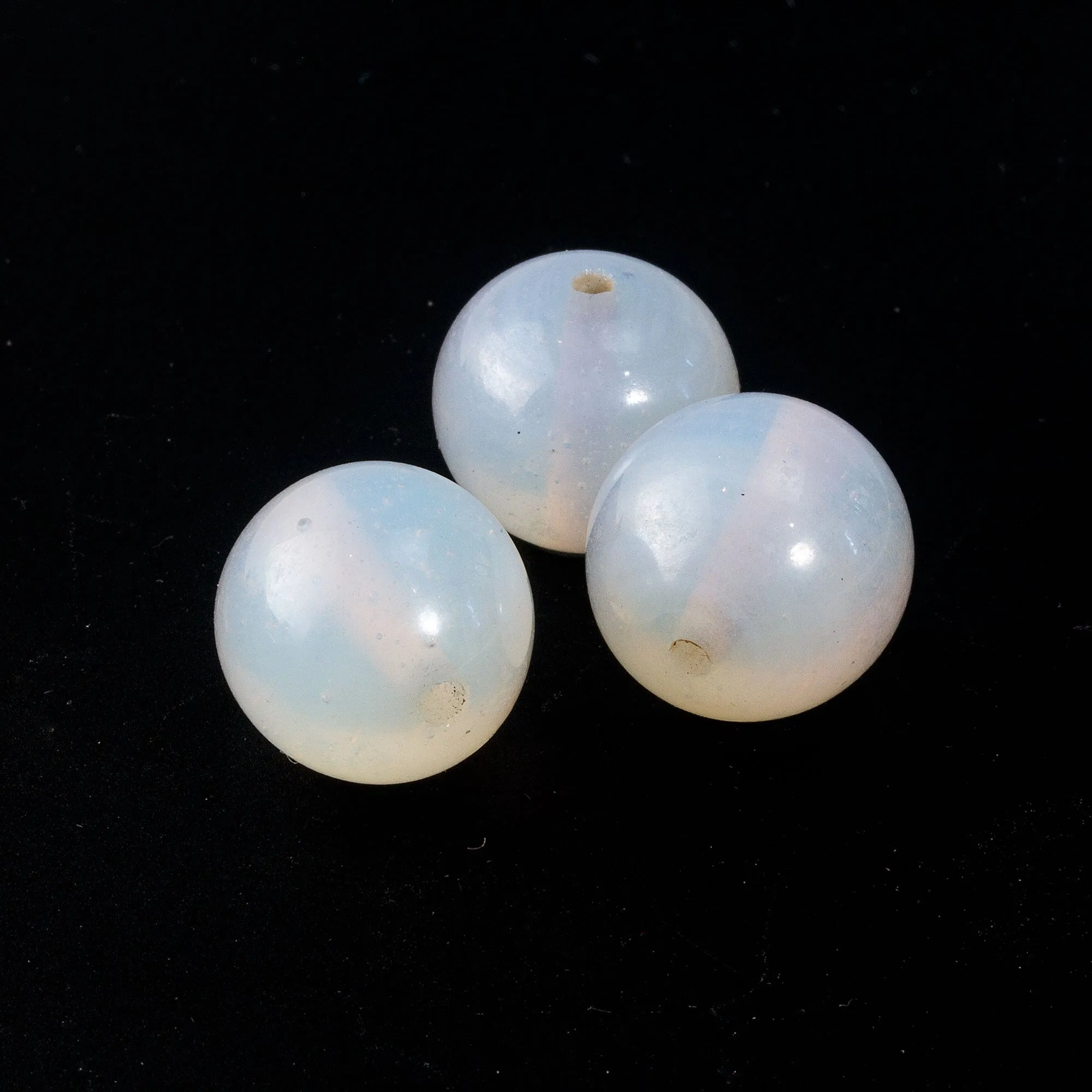 Vintage Japanese 16mm glowing opal glass round beads, pkg of 2. b11-bw-0961
