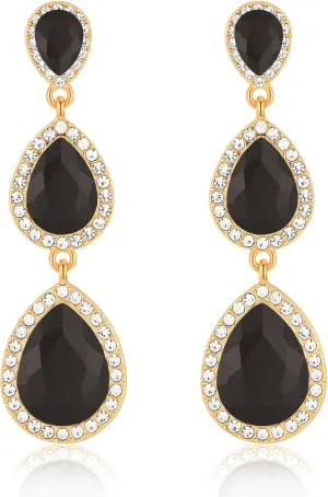 Vintage Rhinestone Teardrop Dangle Earrings Long Dangling Drop Earrings Crystal Chandelier Earrings for Women Wedding Bridal Prom